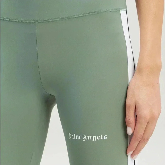 NWT PALM ANGELS TRAINING TRACK LEGGINGS SAGE WHITE S - Picture 6 of 10